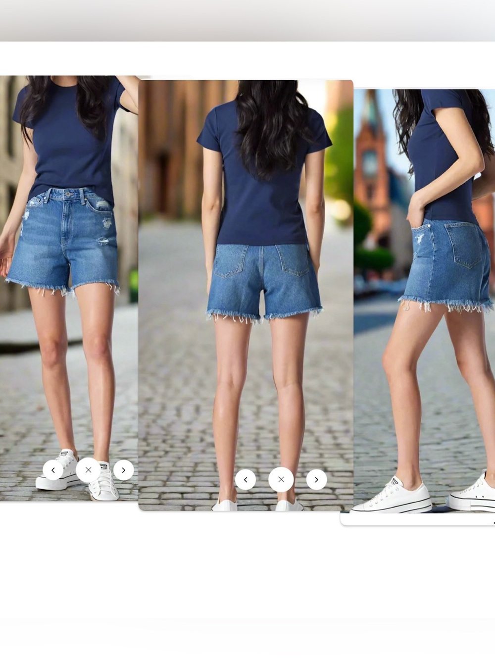 ***Mavi Millie ***High-rise Mid-Blue Distressed Denim Cutoff Shorts
